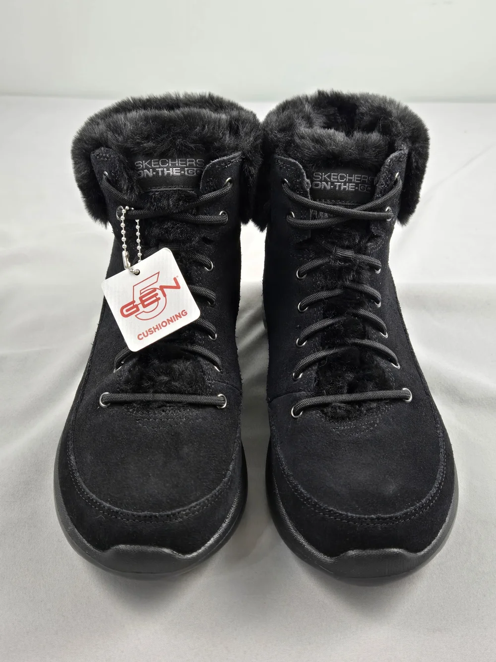 Skechers On-the-GO winter boots Women's Black Faux-Fur Lace-Up Boots